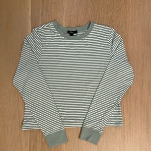 Forever 21 Green Long Sleeved Striped Shirt